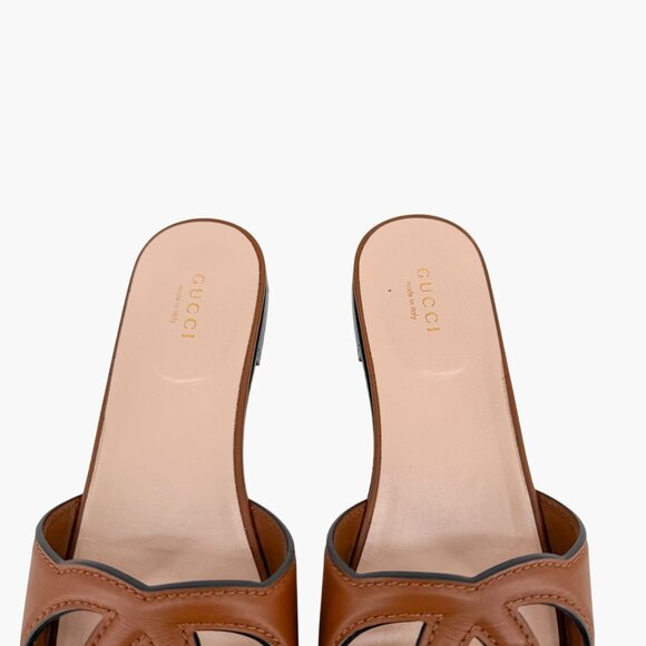 Gucci Cosmos Interlocking G Cutout Slide Sandals Brown Size 38 US 8 Women's - Picture 5 of 15